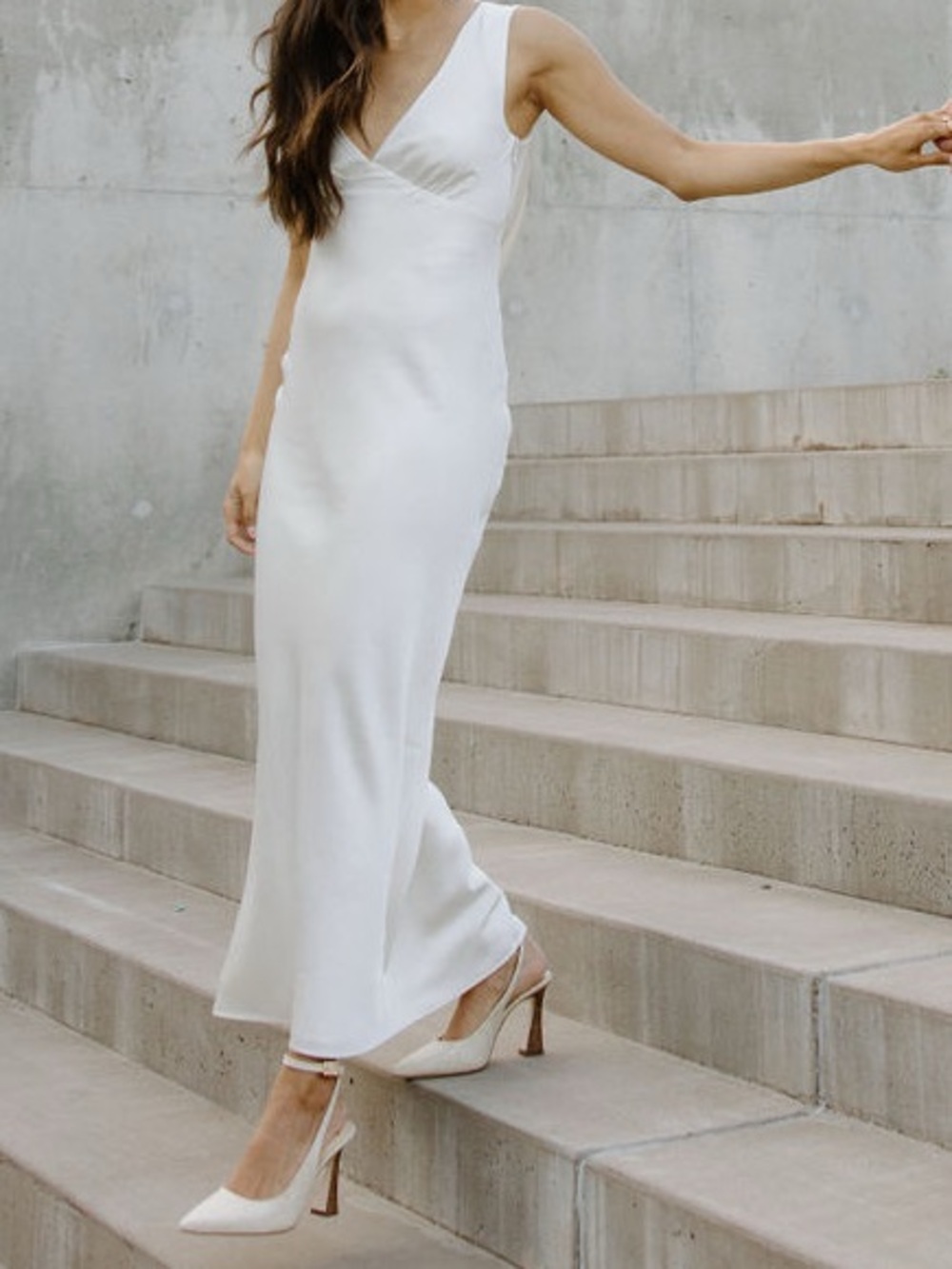 Abercrombie Back Cowl Ivory Slip Maxi Dress - Picture 3 of 7